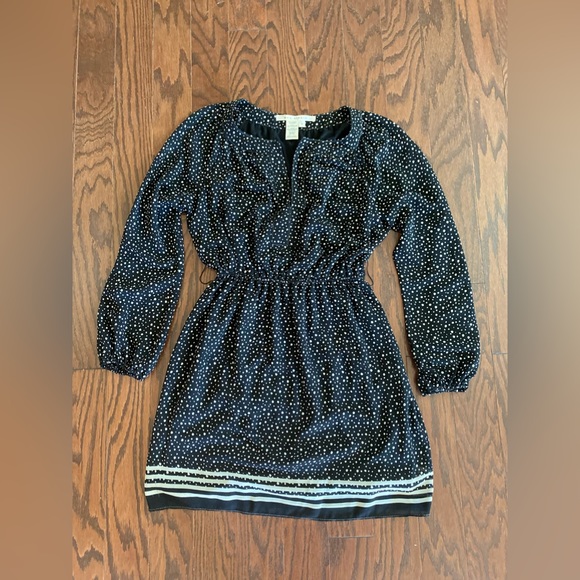 Long Sleeve dots DRESS with leather belt Max Studio Chiffon Cinch Waist Pullover - Picture 8 of 12